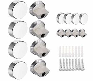 Mirror Clip Mirror Hanging Hardware Mirror Holder Clips Metal Round Mirror Mounting Clips 8Pcs Zinc Alloy Clips for 3-6mm Thick AZVALVOL (Chrome, 8)