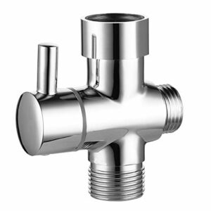 Ciencia Metal T-adapter with Shut-off T Valve, 7/8 or 15/16 and G1/2 3-way Water Tee Connector,for Handheld Toilet Bidet Spray Bathroom,Chrome, DSF006