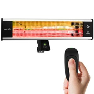 Infrared Outdoor Electric Space Heater - 1500W Fast Heating Outdoor Wall Heater Odorless Waterproof Electric Patio Heater w/ High Rated Aluminum Reflector - Remote Control - SereneLife SLOHT28