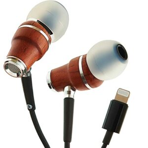 Wired Earbuds for iPhone with Microphone – Symphonized NRG MFI Apple Headphones with Lightning Connector – Corded Ear Buds with Mic – Wood Earphones for iPhone 14/13/12/11/XS/XR/X/8/7/SE (Black)