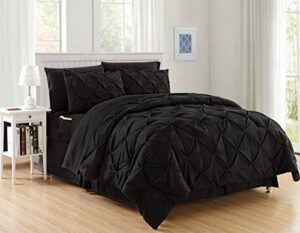 Elegant Comfort Luxury Best, Softest, Coziest 8-Piece Bed-in-a-Bag Comforter Set on Amazon Silky Soft Complete Set Includes Bed Sheet Set with Double Sided Storage Pockets, King/Cal King, Black