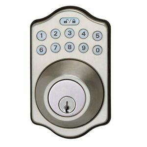Amazon Basics Traditional Electronic Keypad Deadbolt Door Lock, Keyed Entry, Satin Nickel