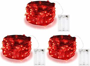 Red Fairy Lights Mothers Day Gifts Battery Operated, 3 Pack 10Ft 30 LED String Lights Lights, Diwali Halloween Lights for Indoor Outdoor Home Holiday Wedding Decorations