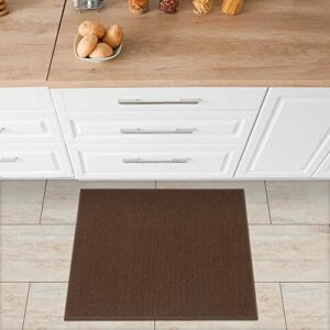 Solid Brown 2x3 Washable Entryway Mat with Rubber Backing Non Slip - Area Rugs for Living Room, Entryway, Kitchen, Hallway, Bedroom, Actual Size 2'3