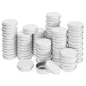 Foraineam 48 Pack 2 oz White Lip Balm Tin Cans - Aluminum Round Cosmetic Sample Containers with Screw Lid - Metal Empty Tins Storage Travel Tin Jars