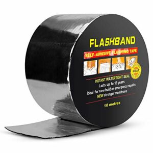 BXI Flashing Roll Tape Membrane - 4 inches X 32 Feet Waterproof Patch & Seal Tape - SBS Modified Bitumen Rubberized Asphalt - Self-Adhesive - Windows Roof Repair - Multiple Sizes - Deck Tape