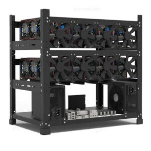 Mining Rig Frame for 12GPU, Steel Open Air Miner Mining Frame Rig Case, Support to Dual Power Supply for Crypto Coin Currency Bitcoin ETH ETC ZEC Mining Tools - Frame Only, Fans & GPU is not Included