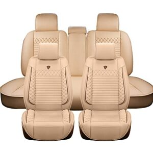 rasiarpio 5-Seat Covers [U.S. Delivery] for Toyota Camry Solara 2004-2008 Automotive Seat Cover Full Set Front Rear Seat Protection Cushions Waterproof 005-1 Beige