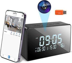 Hidden Camera Clock, 1080P WiFi Streaming Spy Camera with Night Vision Sits in Small Desk Alarm Clock, 120° View Angle Nanny Cam with Remote View, Motion Detection Alert, Video Recording (2.4G Only)