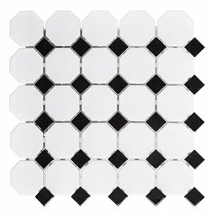 Squarefeet Depot Retro Octagon Porcelain Mosaic Floor and Wall Tile, 12