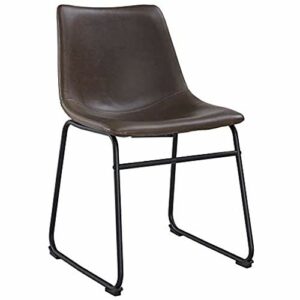 Walker Edison Douglas Urban Industrial Faux Leather Armless Dining Chairs, Set of 2, Brown