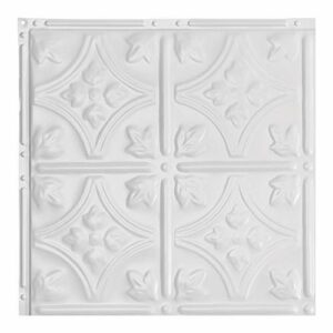 Great Lakes Tin Hamilton Matte White Nail-Up Ceiling Tiles - 12in x 12in Sample - Perfect for DIY and Home Renovation Projects - Easy to Install
