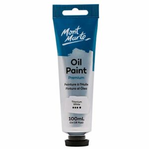 Mont Marte Oil Paint Premium, 3.4 US fl.oz (100ml) Tube,Titanium White, Heavy Body Paint, Artist Quality, Good Coverage, Excellent Tinting Strength, Ideal for Painting Canvas