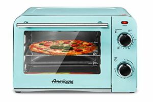 Elite Gourmet ETO1200BL Vintage Diner 50’s Retro Countertop Toaster Oven with Temperature Control & Adjustable 60-Minute Timer, 1300W, Bake, Broil, Toast, 4 slices, 9