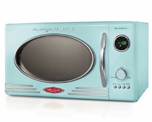 Nostalgia Retro Countertop Microwave Oven - Large 800-Watt - 0.9 cu ft - 12 Pre-Programmed Cooking Settings - Digital Clock - Kitchen Appliances - Aqua
