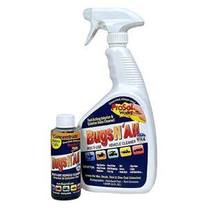 PROSOL WORKS Bugs N' All Bug and Tar Remover for all Vehicles - Multi Surface Cleaner Spray Concentrate 4 oz. w/ Empty Cleaning Spray 32 oz. - Interior & Exterior Car Cleaner Car Detailing Solution