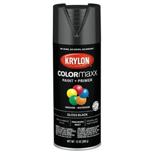 Krylon K05505007 COLORmaxx Spray Paint and Primer for Indoor/Outdoor Use, Gloss Black 12 Ounce (Pack of 1)