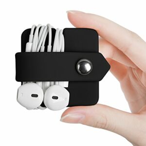 ELFRhino Headphone Case Cord Organizer Earbuds Holder Earphones Case Wrap Winder Headset Keeper Cord Manager Cable Organizer Black