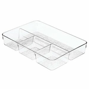iDesign Rain Divided Cosmetic Drawer Organizer Tray for Vanity Cabinet to Hold Makeup, Beauty Products, Accessories, 13