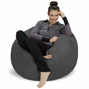 Sofa Sack - Plush, Ultra Soft Bean Bag Chair - Memory Foam Bean Bag Chair with Microsuede Cover - Stuffed Foam Filled Furniture and Accessories for Dorm Room - Charcoal 3'