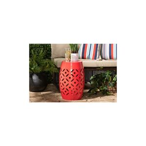 Baxton Studio Hallie Modern and Contemporary Red Finished Metal Outdoor Side Table