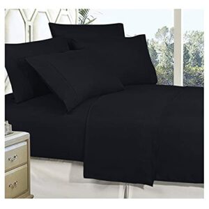 Celine Linen Best, Softest, Coziest Bed Sheets Ever! 1800 Thread Count Egyptian Quality Wrinkle-Resistant 4-Piece Sheet Set with Deep Pockets, King Black