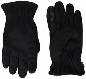 isotoner Men's Fleece Touchscreen Glove, Water-Repellent with a Sherpa Soft Lining, Black, Large