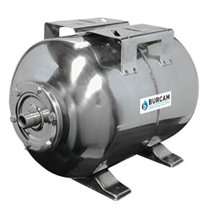 B BURCAM QUALITY PUMPS SINCE 1978 600652SS 16 Gallon Horizontal Stainless Steel Pressure Tank, (1 inch NPT Connection)