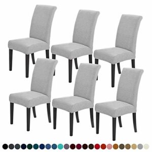 Joccun Chair Covers for Dining Room Set of 6,Water Repellent Dining Chair Slipcovers Stretch Dining Room Chair Covers Seat Protector,Washable Parsons Chair Cover for Home,Hotel,Banquet(Silver,6 Pack)