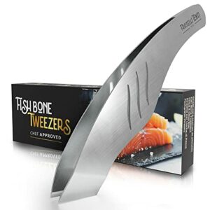 Fish Bone Tweezers - Stainless Steel Fish Scaler - Perfect Tongs for Removing Fish Bones and Scales, Serving Sliced Salmon, Sashimi and Any Fish