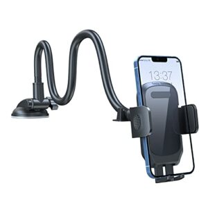 Car Phone Holder Mount,Dashboard/Windshield/Air Vent Cell Phone Holder,Gooseneck Long Arm Cradle Anti-Shake Handsfree Stand Compatible with iPhone and All Smart Phones,Universal 2 in 1 Phone Holder