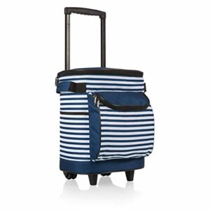ONIVA - a Picnic Time Brand Insulated Portable Rolling Cooler on Wheels, Navy/White Stripe