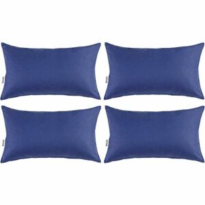 MIULEE Pack of 4 Decorative Outdoor Pillow Covers Cushion Cases PU Coating Waterproof Throw Pillowcase Shell for Living Room Couch Sofa Garden Tent Park 12x20 Inch Navy Blue
