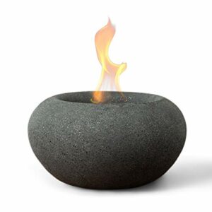Terra Flame Tabletop Fire Bowls Stone – Graphite Table Top Fire Bowl for Indoor and Outdoor, Portable Fireplace and Table Top Fire Pit for Patio, Stone Design Centerpiece