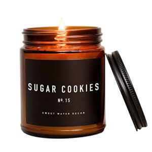 Sweet Water Decor Sugar Cookies Candle | Buttercream Frosting and Vanilla Winter Holiday Scented Soy Candles for Home | 9oz Amber Jar, 40 Hour Burn Time, Made in the USA