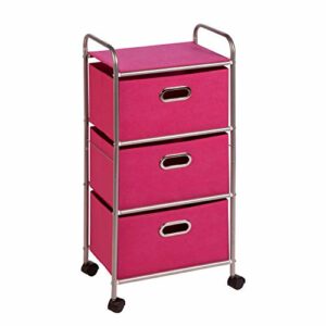 Honey-Can-Do 3 Drawer Rolling Cart - Pink CRT-02348 Pink