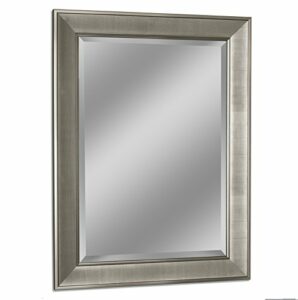 Head West Brushed Nickel Rectangular Micro Beaded Framed Beveled Accent Wall Vanity Mirror - 29 x 35