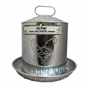 Manna Pro Chicken Waterer | Holds 2 Gallons of Chicken Water | Hanging Waterer for Chicken Coop | Harris Farms Galvanized Steel Double Wall Poultry Drinker