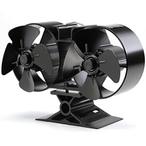 CRSURE Wood Stove Fan, 8 Blades Double Motors Fireplace Fan, Dual Fan for Heater, Heat Powered Stove Top Fans for Gas/Pellet/Wood/Log Burner Stove, Non Electric