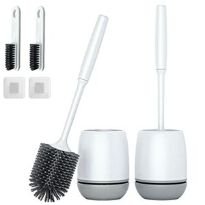Toilet Brush, 2 Pack Toilet Bowl Brush and Holder with Ventilated Holder, Bathroom Accessories Toilet Bowl Cleaners with Silicone Bristles, Cleaning Supplies Toilet Cleaner Brush for Deep Cleaning