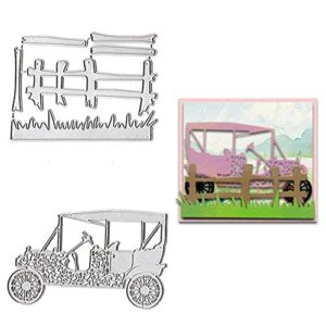 2PCS Fence Car Dies for Card Making, Vehicle Grass Fence Cutting Die for Scrapbooking on Clearance Paper Crafting Decor DIY Album