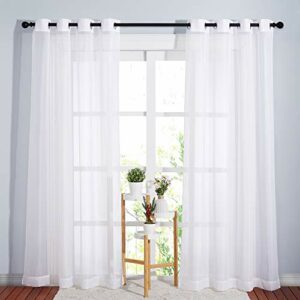 NICETOWN Sheer Curtain Panels Bedroom - Home Decoration Solid Voile Panels with Ring Top (2-Pack, 54 Wide x 84 inch Long, White)