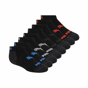 PUMA Kids' 8 Pack Low Cut Socks, black, 7-8.5