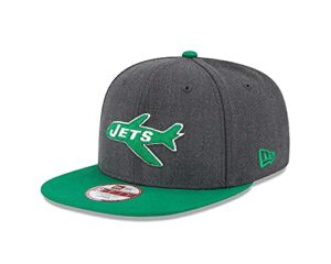 New Era Authentic Exclusive Jets New York 9Fifty Snapback/9Twenty/MVP/9Forty Adjustable Hat - OSFM (Throwback Classic Heather Graphite), Black