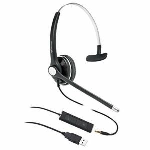USB-3.5MM Headset Computer-Headphone Microphone Noise-Cancelling - UC Call Center Headset for skype for Business,Teams,Zoom