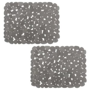 Bligli Pebble Sink Mat for Stainless Steel/Ceramic Sinks, PVC Eco-Friendly Sink Protectors for Bottom of Kitchen Sink, Dishes and Glassware, Fast Draining, 15.7 x 11.8 inch (2 Pack, Grey)