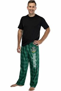 Harry Potter Adult Mens' Slytherin House Crest Plaid Pajama Pants (Large)