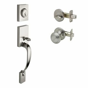 Copper Creek FZ2610XCK-SS Craftsman Front Entrance Handleset in Satin Stainless with Colonial Knob Interior