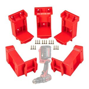 5 Pack Tool Mount for Milwaukee 18V Drill; Battery Holder for Milwaukee M18 Battery MOUNT/Hanger/Dock Holder Fit for 48-11-1820 48-11-1850 48-11-1860 Battery, also for Dewalt 18V Battery and 20V Tool