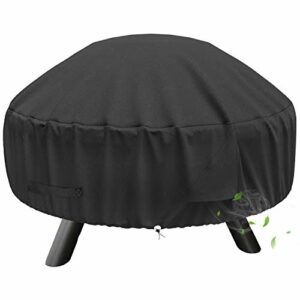 SHINESTAR Durable Fire Pit Cover with Straps and Built-in Vents, Fits for 22-32 Inch Round Firepit, Waterproof and Windproof, 32 Dia x 13.5 H, Black